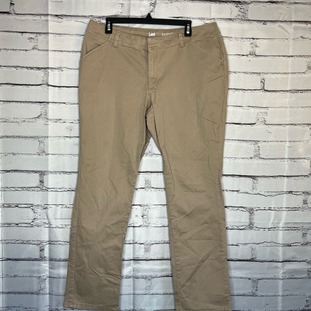 Lee Essential Chino Tan Trousers Classic Straight Fit Mid-Rise SZ 14M Casual Y2K